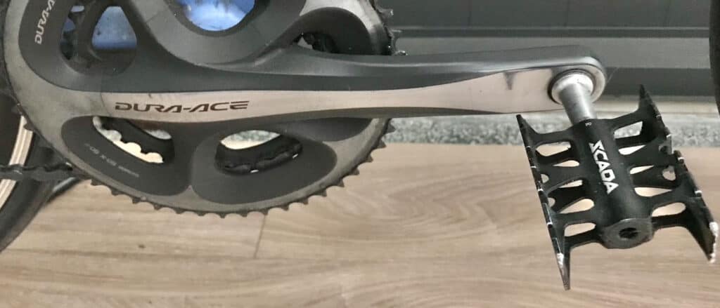 Clipless Flat Pedal on a Dura Ace crank